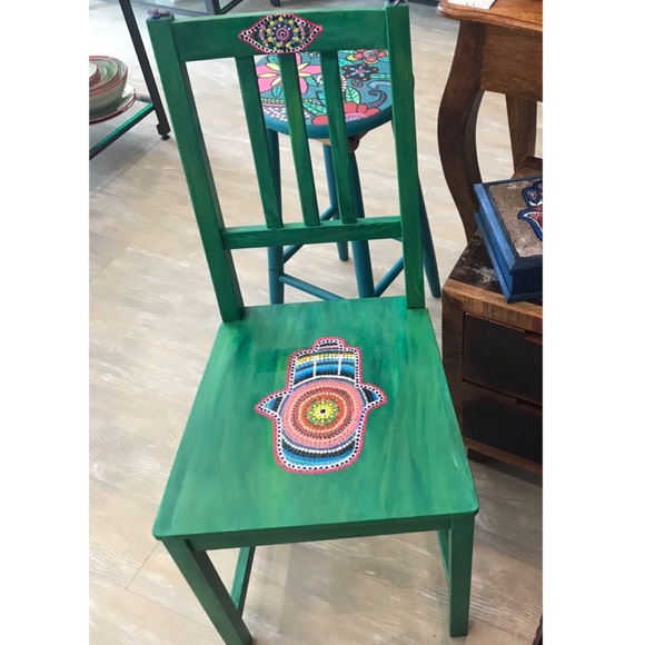 My Art Other - My Art Hand Painted Chair Hand of Life with Stones